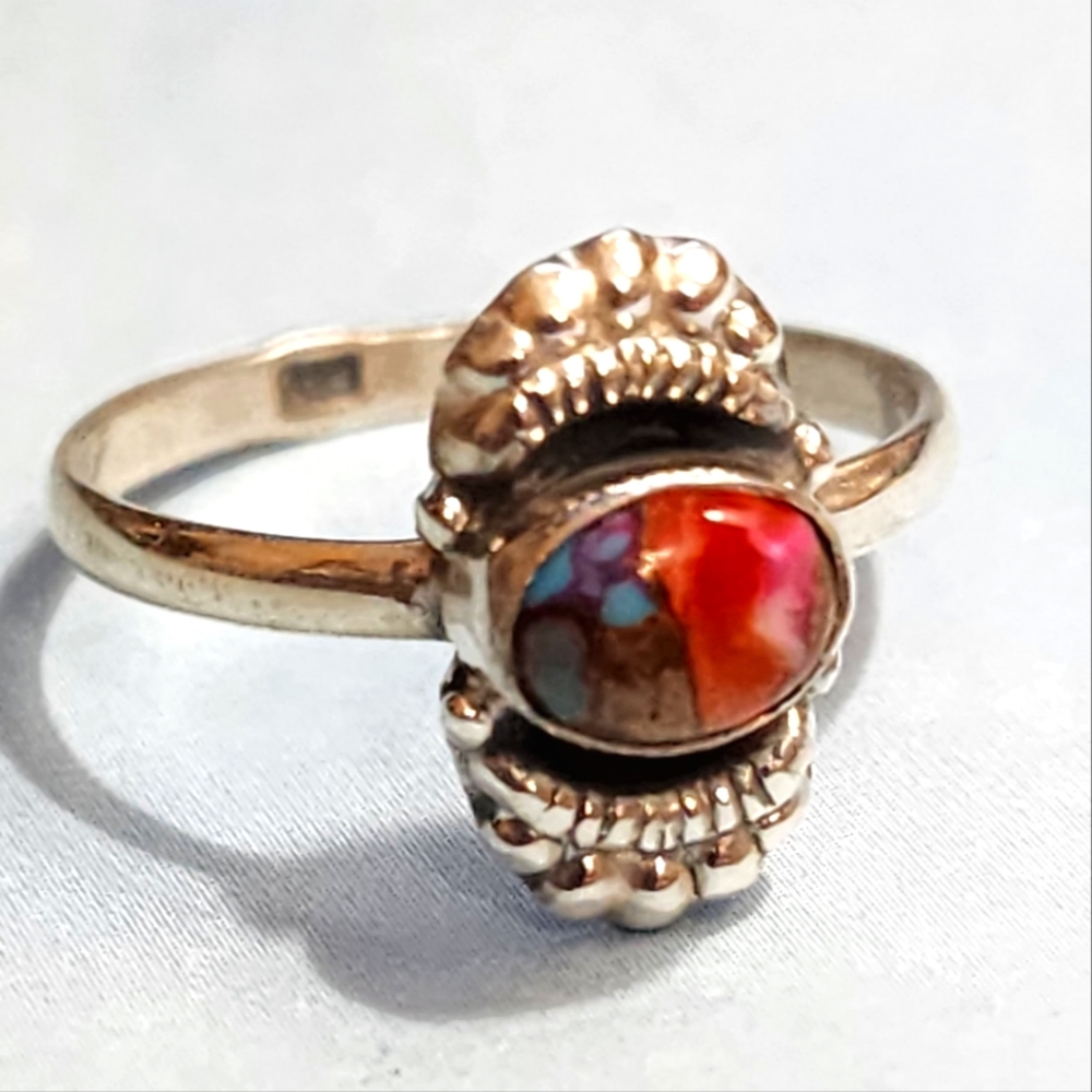 Spiny Oyster Turquoise and Sterling Silver Ring NWOT